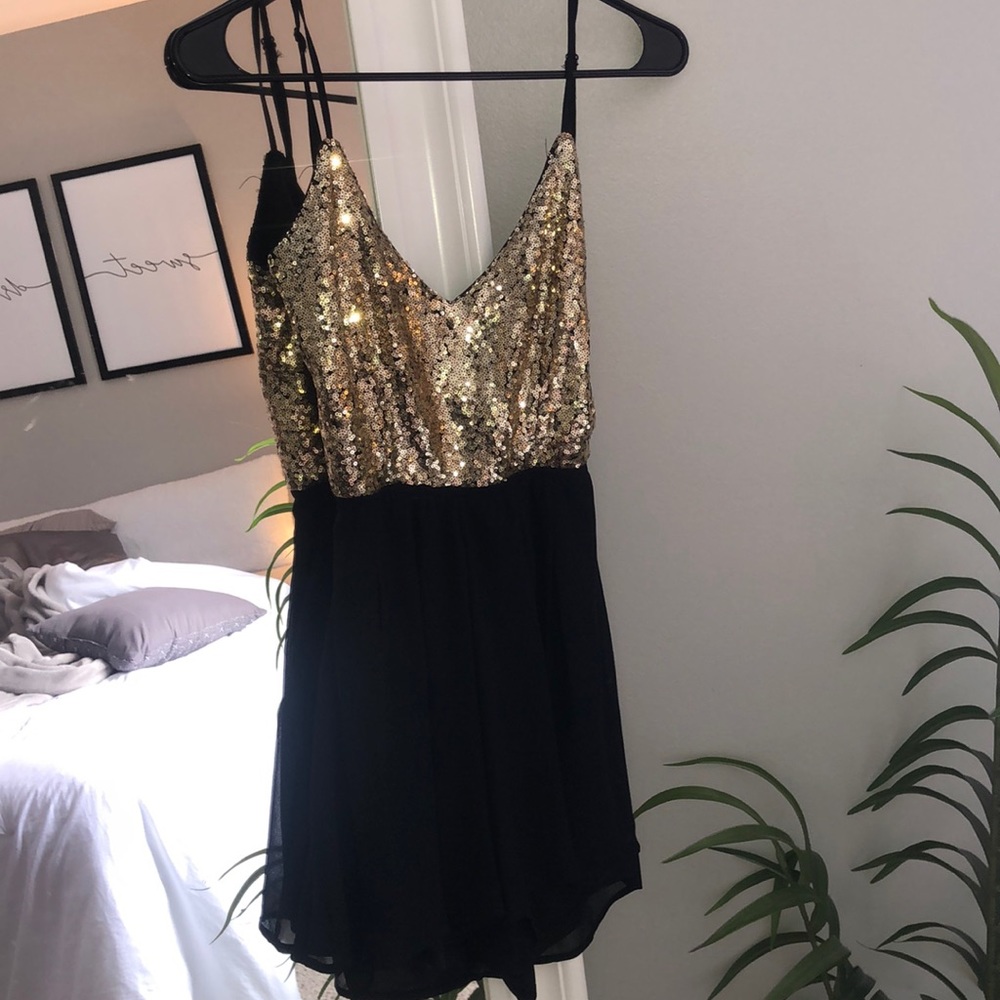 Black and gold romper